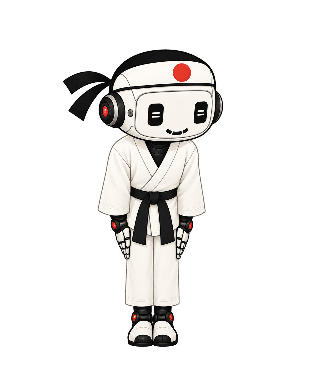 The Creatr Dojo robot sensei bowing at the start of the kata